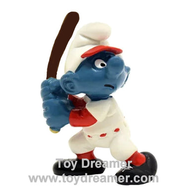 20129 Baseball Batter Smurf Dark Brown Bat Schleich Smurfs Figurine 