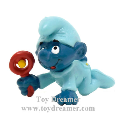 20203 Baby Smurf with Rattle Blue Schleich Smurfs Figurine 