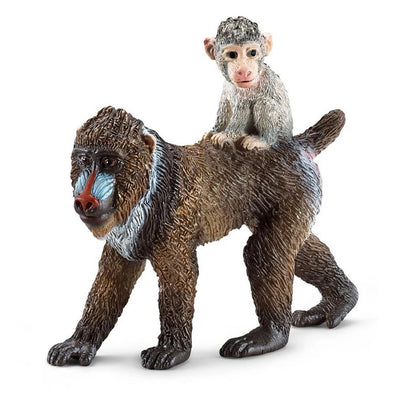 Schleich 14716 Mandrill Female with Baby wild life figurine rare retired