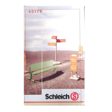 Schleich 40179 Zoo Sign Posts and Bench rare retired wild life animal replica