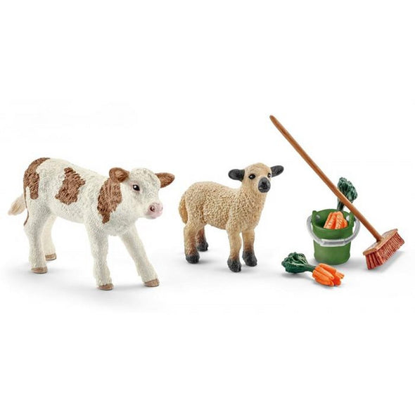 Schleich 41422 Cleaning Kit with Calf & Lamb farm life figurines