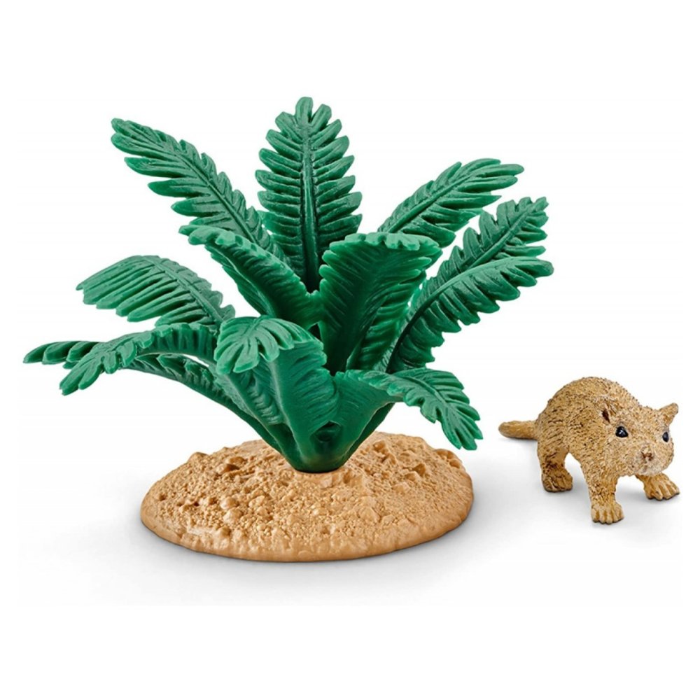 Schleich Gerbil Accessory Set - Hand-Painted Desert Animal Figurine With Agave Plant