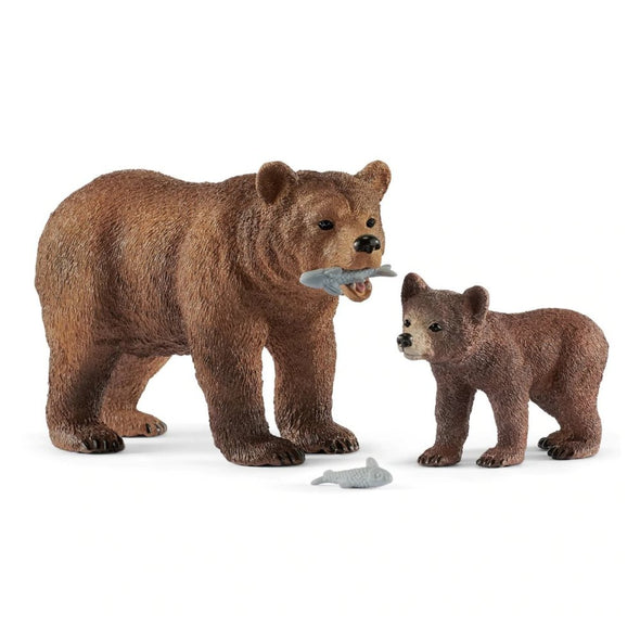 Schleich 42473 Grizzly Bear Mother with Cub wild life figure