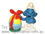 Smurf 20514 Smurf with Easter Egg (Red Bow) tiny mark Schleich Smurfs Figurine 