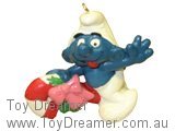 Smurf 51907 Smurf Riding Christmas Candy Cane - Fake Schleich Smurfs Figurine 